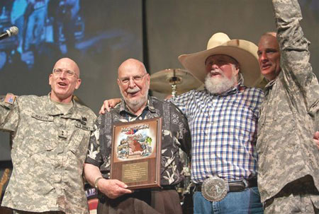 (L-R): Major General Gregg Martin, Rosenthal, Daniels and Command Sgt. Major Corbly. 