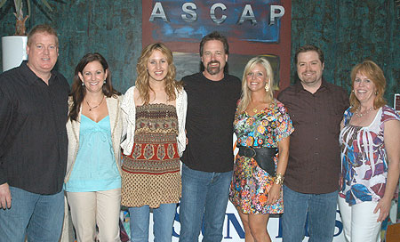 (L-R): ASCAP's Mike Sistad, SunTrust's Lori Stone, songwriters Jessi Alexander and Jon Randall, Jessica & Frank Rogers, and Debi Cali Photo: Alan Mayor