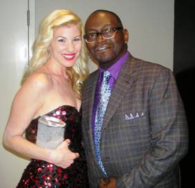 Capitol Nashvilles Emily West and American Idol judge Randy Jackson at the CMT Music Awards.