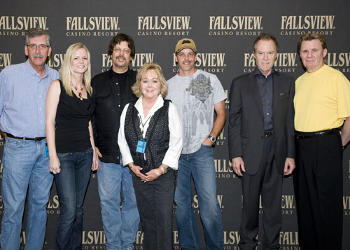 Songwriters Lisa McCallum, Steve Diamond, Kelley Lovelace and J. D. Souther traveled to Fallsview Casino Resort in Niagara Falls, Canada to perform in-the-round at an invitation-only event for the Casinos top customers. Pictured are ASCAP's Herky Williams, writers Lisa McCullum, Steve Diamond, ASCAPs Pat Rolfe; Kelley Lovelace, J. D. Souther, and Fallsview VP of Marketing and Entertainment, Larry Gregson.