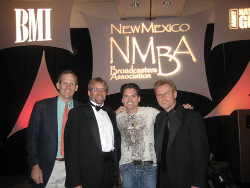   Following Georges performance are (l to r): BMIs Dan Spears, NMBA Chairman and VP/GM of Pecos Valley Broadcasting Gene Dow, Ducas, Citadel Communications-Albuquerque VP/GM and NMBA Chairman Elect Milt McConnell.