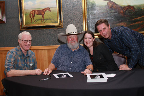 HFA Publisher Services Team Lead Danielle Boone was especially pleased to be on hand to applaud her former boss  she worked for CDB Music, LLC prior to joining HFA. Pictured from left to right: Bob Regan (Legislative Chair NSAI and songwriter), Charlie Daniels, Danielle Boone (HFA Publisher Services Team Lead) and Barton Herbison (Executive Director, NSAI). Photo credit: Bev Moser