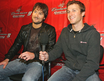 Capitol Records Nashville recording artist Eric Church joined NASCAR driver Kasey Kahne on Wednesday night for the Budweiser One Night Stand event at Coyote Joe's in Charlotte, NC.   Pictured from L to R: Eric Church & Kasey Kahne   Photo Credit: HHP Images