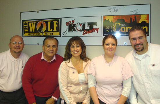 Grenax Broadcasting staff dress in pink.