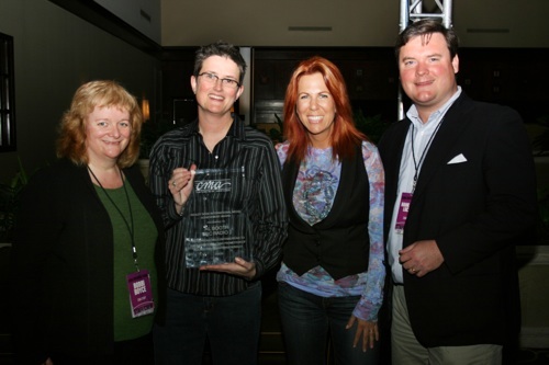 (l-r) CMA International Consultant Bobbi Boyce, Booth, CMA Board Member Victoria Shaw, and CMA Senior Manager of Membership & Industry Relations Hank Adam Locklin.