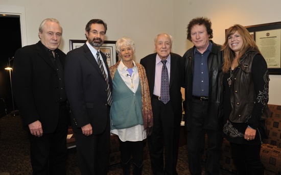 Pictured (L-R): Gary Scruggs, VP of Museum Programs Jay Orr, Martin, Earl Scruggs, Randy Scruggs and Gibson Foundation Executive Director Nina Miller. Photo:Donn Jones