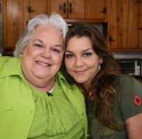 Pictured: Hazel Smith (l.) and Gretchen Wilson (r.) during the taping of CMT's Southern Fried Flicks with Hazel Smith. Credit: Jimmy Corn