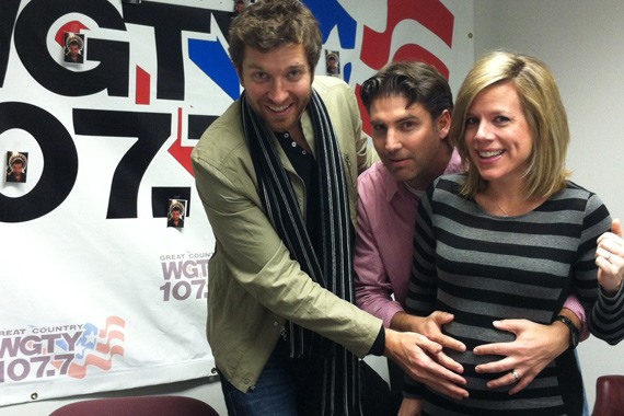 Brett Eldredge Visited with WGTY staff to promote his latest single, Dont Ya. A music video for the song was recently shot in Nashville. Pictured (L-R): Katie Bright, Scott Donato (WGTY/York) and Brett Eldredge