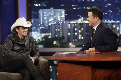 Brad Paisley with Jimmy Kimmel. Photo: ABC/Randy Holmes