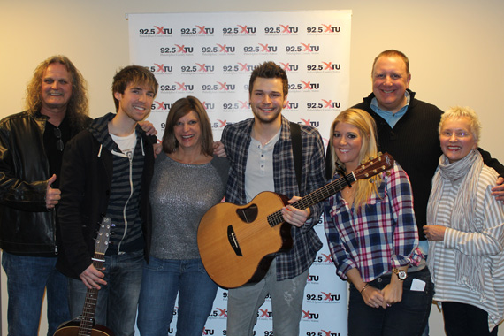 Show Dog-Universal Musics Joel Crouse recently stopped by WXTU to share his debut single, If You Want Some, which is our highest debut this week at No. 61 on our chart. Pictured (L-R): Rick Moxley (SDU), Kyle Rife (guitar player), Shelly Easton (PD WXTU), Crouse, Macy Morgenthaler (SDU), Mark Razz (WXTU MD), Natalie Conner (WXTU VP & GM)