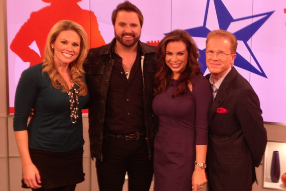 Randy Houser has been making the media rounds this week for Jan. 22 debut release from Stoney Creek, titled How Country Feels.  Pictured here in New York City with CBS Live From The Couch, Houser was the first artist played on NYC's new Nash FM 94.7. Pictured (L-R): Lisa Kerney, Randy Houser, Carolina Bermudez and John Elliot.