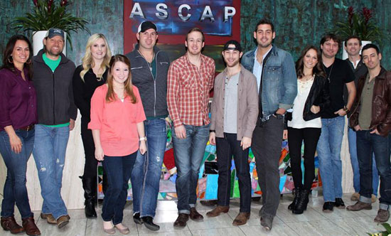 LR:  ASCAP's LeAnn Phelan, Jonathan Kingham, Brittany Aultman, Sarah Allison Turner, Keith Walker, Austin Smith,Ryan Plappert, Brian Burke, Jillian Arciero, Kris Hitchcock, ASCAP's Ryan Beuschel and Chris Drizen