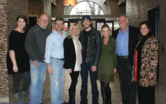 Pictured (L-R): CMA Senior Coordinator of Member Relations & Services, Betsy Walker; Bigger Picture Group Executive Vice President and General Manager, Bob Cahill; Bigger Picture Group President, Michael Powers; Janson's wife, Kelly Lynn; Janson; CMA Senior Manager of Membership & Balloting, Brandi Simms; CMA Chief Executive Officer, Steve Moore; and CMA Senior Vice President of Marketing & Communications, Sheri Warnke.