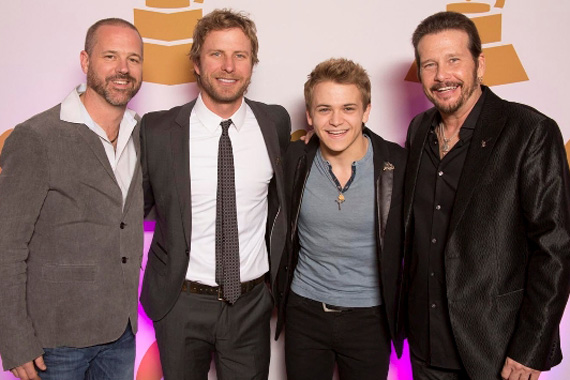 Pictured (L-R): Jon Randall Stewart, Dierks Bentley, Hunter Hayes, George Flannigen. Photo: The Recording Academy/Ed Rode