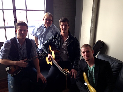 Pictured (L-R): Curtis Rempel (High Valley), Cary Rolfe (EVP / Programming & Artist Relations), Brad Rempel (High Valley) and Bryan Rempel (High Valley) during a visit with The Country Network.