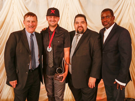 Pictured (left to right): SESAC's Senior Director, Writer/Publisher Relations John Mullins, Jason Ingram, SESAC's Vice President, Writer/Publisher Relations Tim Fink and SESAC's Senior Vice President, Writer/Publisher relations Trevor Gale. Photo: Ed Rode