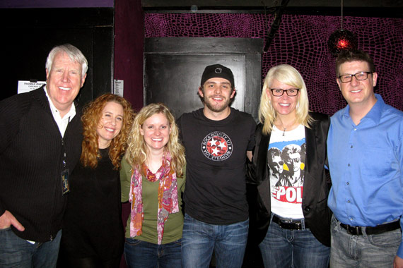 Thomas Rhett sold-out three consecutive shows in Nashville (3/7), Chicago (3/8) and Minneapolis (3/9). Pictured (L-R): George Briner (The Valory Music Co.), Shari Roth, Marci Braun (WUSN), Thomas Rhett, Laurie Kapugi and Jeff Kapugi (WUSN)