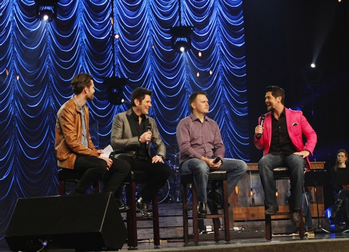 Fellow Grammy Award Winner, Micah Massey, interviewsproducers Jay DeMarcus, Wayne Haun and Jason Crabb.Photo by Dan Harr / AdMedia