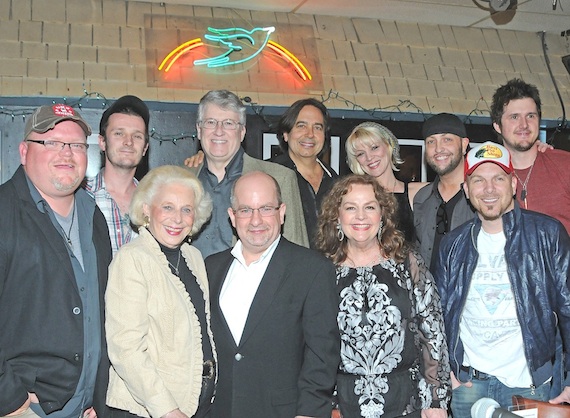 MCTI 2: Pictured (L-R):  MCTI's Bill Riddle, Frenchie, MCTI's PatsyBradley, Children's Hospital Luke Gregory, Avenue Bank's Ron Cox,James Slater, MCTI's Patsy Wells, Bekka Bramlett, Preston Brust, Chris Lucas, and Jason Duggins. Photo by Alan Mayor