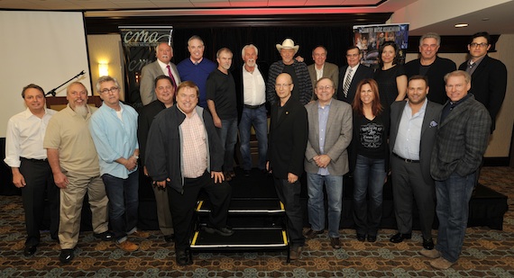 Pictured: back row (L-R): CMA Chief Executive Officer Steve Moore; CMA Board member and 10th Annual Artist Luncheon Moderator Blair Garner; CMA Board member Biff Watson; 2013 "Modern Era Artist" Country Music Hall of Fame Inductee Kenny Rogers; 2013 "Veterans Era Artist" Country Music Hall of Fame Inductee Bobby Bare; John Lomax III; CMA Board President Ed Hardy; and CMA Board members Sally Williams, Ken Levitan, and Darin Lashinsky.