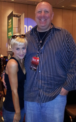 Black River's Kellie Pickler caught up with WXTU/Philadelphia in at the Vegas radio remotes during the ACMs. Pictured (L-R) Pickler, Razz. 