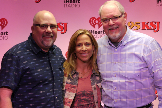 Warner Bros./WMN artist Sheryl Crow recently vistied with WKSJs Bill Black while on her radio tour for current single Easy. Pictured (L-R): Kevin Herring (WMN), Sheryl Crow, and Bill Black (WKSJ)