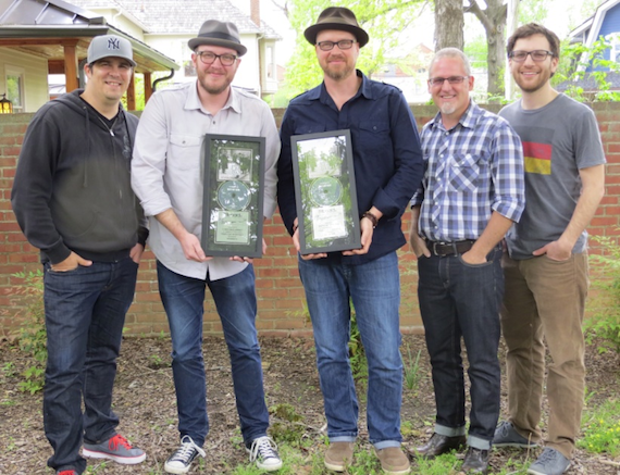 Pictured (L-R): Mike Murray, Creative Director for Integrity Music Publishing; Chris McClarney; Anthony Skinner; Jimi Williams, Director of WorshipTogether; Matt Ewald, Creative Director for Capitol CMG Publishing.