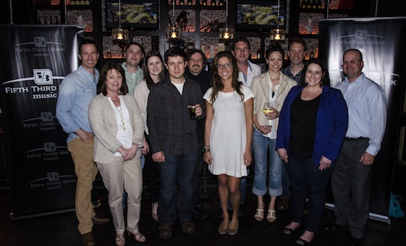 Pictured (L-R): Brad Peterson (5/3 Music), Cheryl Martin (5/3 Music), Scott Ponce (Liz Rose Music), Taylor Lindsey (BMG Music), Daniel Lee (BMG Music), Denny Carr (Roots Three/Ole), Penny Everhard (BMI), Eric Gallimore (Red Vinyl Music), Natalie Harker (Liz Rose Music), Shane Barrett (Shane Barrett, Inc.), Kari Barnhart (5/3 Music), Phillip Feemster (5/3 Music)