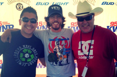 KWNR/Las Vegas' Ransom (R) and Jojo (L) recently visited with Chris Janson before he hit the stage for Country at the Park at Mountain's Edge. 