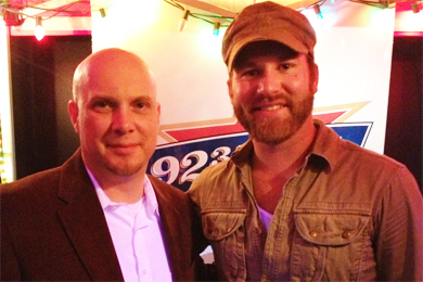 MCAs Drake White (R) recently visited with WIL's Danny Montana (L) to promote his debut single, The Simple Life. 