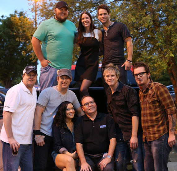 Stoney Creek Records' Parmalee recently paid a visit to its home state of North Carolina to play its single Carolina for WSOC/Charlotte. Pictured (L-R) Top: WSOCs Big Sexy, Chele Fassig, and Parmalees Matt Thomas. Bottom: Rob Taanner (WSOC), Scott Thomas (Parmalee); WSOCs Brittney Carson, Rick McCracken, Barry Knox and Josh McSwain. 