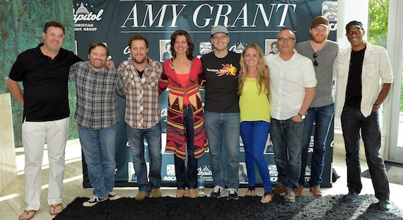 Pictured (L to R): Vince Gill, Jeremy Bose, Ben Glover, Amy Grant, Luke Laird, Molly Reed, Marshall Altman, Eric Paslay and Keb Mo (Photo by Rick Diamond/Getty Images for Amy Grant)