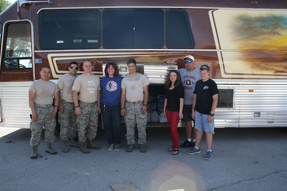 Shawna Russell (third from right) is joined by volunteer relief workers and contributors.