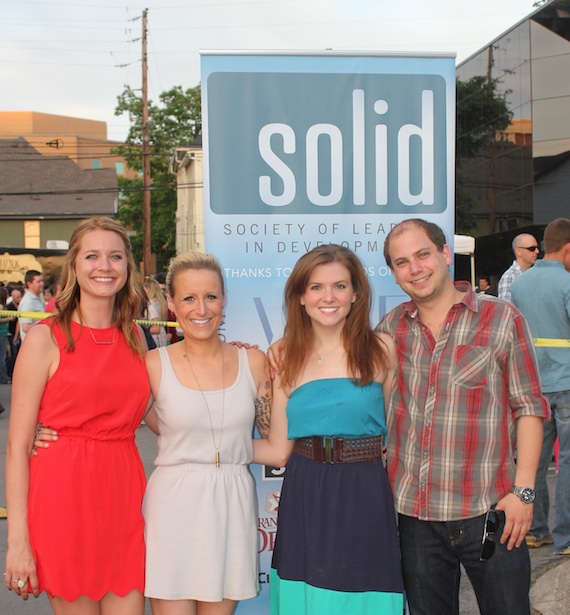 Pictured (L-R): Ashley Kay Hall, SOLID Social Co-Chair, Berkley Myers, Social Committee Crawfish Boil Chair, Sarah McGrady, SOLID President, and Jason Hauser, SOLID Social Chair 