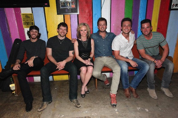 Pictured (L-R): Chris Janson, Randy Montana, Kristen Kelly, Stephen Barker Liles, Eric Gunderson, and David Nail. Photo credit: Randi Radcliff