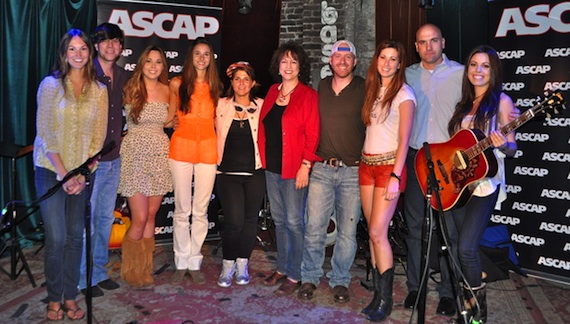 Pictured (L-R): ASCAP's Evyn Mustoe, Zac Maloy, Madeline Michaelis, Andrea Davidson, Daphne Willis, Helene Cronin, Brent Anderson, Meagan Michaelis, ASCAP's Robert Filhart and Mallory Michaelis 