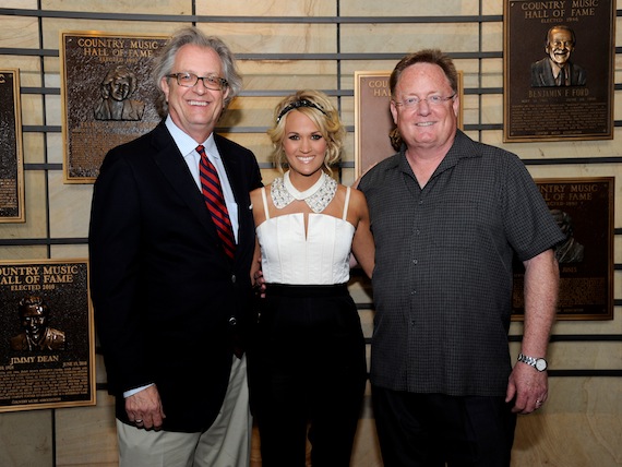 Pictured, from left to right, are Museum Director Kyle Young, Underwood and Chairman/CEO of Sony Music Nashville Gary Overton. Photo by Donn Jones