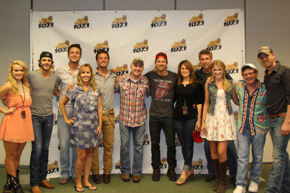 WCKT/Ft. Myers recently held its 3rd annual New Cats of Country. Pictured (L-R): JoJamie Hahr (Valory), Thomas Rhett, Eric Gunderson of Love And Theft, Liz Sledge (RCA), L&T's Stephen Barker Liles, Nixon, Kip Moore, Jeri Cooper (Arista), Brian and Clara Henningsen of The Henningsens, Louie Newman (MCA) and TH's Aaron Henningsen.