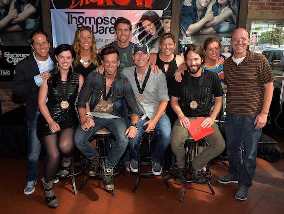 Pictured (front row, L-R): Thompson Square and co-writers Jason Sellers and Paul Jenkins; (back row, L-R): Broken Bow Records Jon Loba, BMIs Penny Everhard, ASCAPs Ryan Beuschel, SESACs Shannan Hatch, Magic Mustang Musics Juli Newton-Griffith, and Sony ATV Music Publishings Terry Wakefield. Photo by Rick Diamond