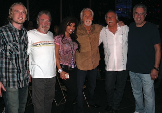 Pictured (L-R):Vector Managements Jason Henke and Bob Burwell, Wanda & Kenny Rogers, CMAs Steve Moore, and Vectors Ken Levitan. Photo credit: Jeremy Westby