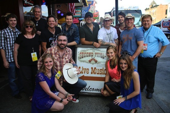 (Pictured L to R): Front: Lizzie Ward-Thomas (United Kingdom), Ben Sorenson (Australia), Madison Kozak (Canada), Catherine Ward-Thomas (United Kingdom)  Back: Matt Watkins (AristoMedia), Bobbi Boyce (CMA), Mark Moffatt, Greg Hanna (Canada), Jason Hastie (Canada), David Bradley (United Kingdom), Kurt Frei of Two Rocks Band, Morgan Evans (Australia), Hicks (Sweden), Jeff Walker (AristoMedia, President/CEO). 