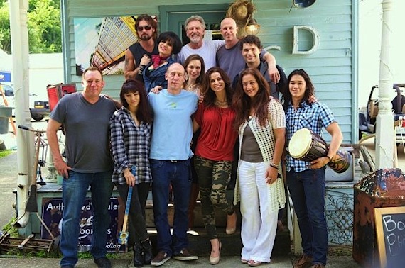 Pictured (L-R): Front Row:  Phillip White/Fivel Stewart/co-producer Daniel Backman/Kerry Knuppe/Jennifer Bini Taylor, Tammy Hyler (producer music supervisor) and BooBoo Stewart. Back Row: Billy Ray Cyrus/Deborah Allen/Larry Gatlin/film producer & director, Johnny Remo and Joel Smallbone. Photo:  Mark Levine 