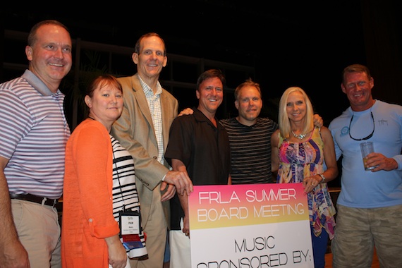 Pictured (from l-to-r): Hilton Fort Lauderdale Managing Director Kevin Speidel, Wyndham-Tampa Bay GM Pam Avery, BMIs Dan Spears, Incoming FRLA Chairman and Ritz Carlton-Amelia Island GM Jim McManemon, Danny Myrick, FRLA President & CEO Carol Dover and Tradewinds Island Resorts President Keith Overton.