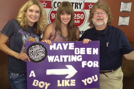 Mother-daughter duo Belles And Whistles have been touring Country radio in promotion of Boy Like You. Pictured here with U.S. 51s Rob Grayson.