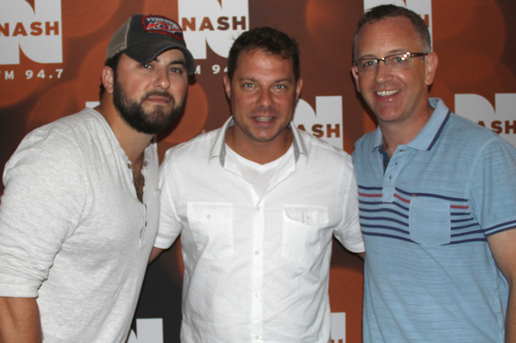 Columbia Nashville singer-songwriter Tyler Farr made his first ever visit to New York Citys WNSH-FM to promote this weeks No. 7 single, Redneck Crazy. Pictured (L-R):  Farr; John Foxx (PD, WNSH-FM) and RJ Meacham (Columbia Nashvilles Director of National Promotion).