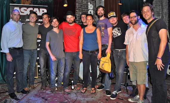 Pictured (L-R): ASCAP's Robert Filhart; Jacob Davis; Cale Dodds; Street Corner Symphony's Jonathan Lister, Adam Chance and Richie Lister; ASCAP's LeAnn Phelan; Street Corner Symphony's Mark McLemore and Jeremy Lister; Jared Scott; Scott Stepakoff and Jesse Macht. Photo by ASCAP's Alison Toczylowski