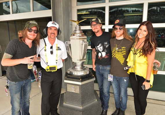 Big Machine Label Group CEO Scott Borchetta, Cassadee Pope, and members of The Cadillac Three at the Brickyard 400.