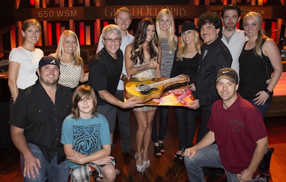 Pictured (L to R): Kneeling  Mark Gray, Luke Harnen and Matthew Hargis; Standing  Erin Burr, Nikki Burns, Jimmy Harnen, Braden Carney, Cassadee Pope, Kelsey Chandler, Sandi Spika Borchetta, Scott Borchetta, Justin Key and Laurel KittlesonPhoto by Ivan Clow, Courtesy of Republic Nashville