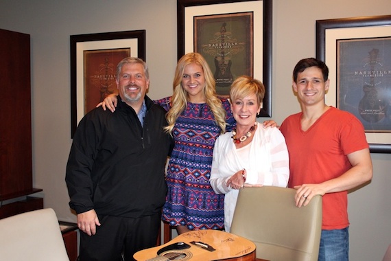 Pictured (L-R): Black River Entertainment CEO, Gordon Kerr; Kelsea Ballerini; VP of Black River Publishing, Celia Froehlig; and Black Rivers Publishing Assistant and Catalog Manager, Robert Carlton.