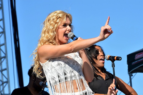 Laura Bell Bundy performs her single "Two Step" on the Brickfest stage.